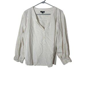 J.Crew Women’s XL Donegal Flannel Popover Shirt Cream Speckled Cotton Top